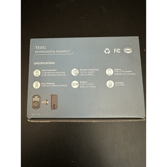 TEEHO TE001 Keypad Digital Deadbolt Oil Rubbed Bronze Weatherproof Keyless Entry - Picture 4 of 5